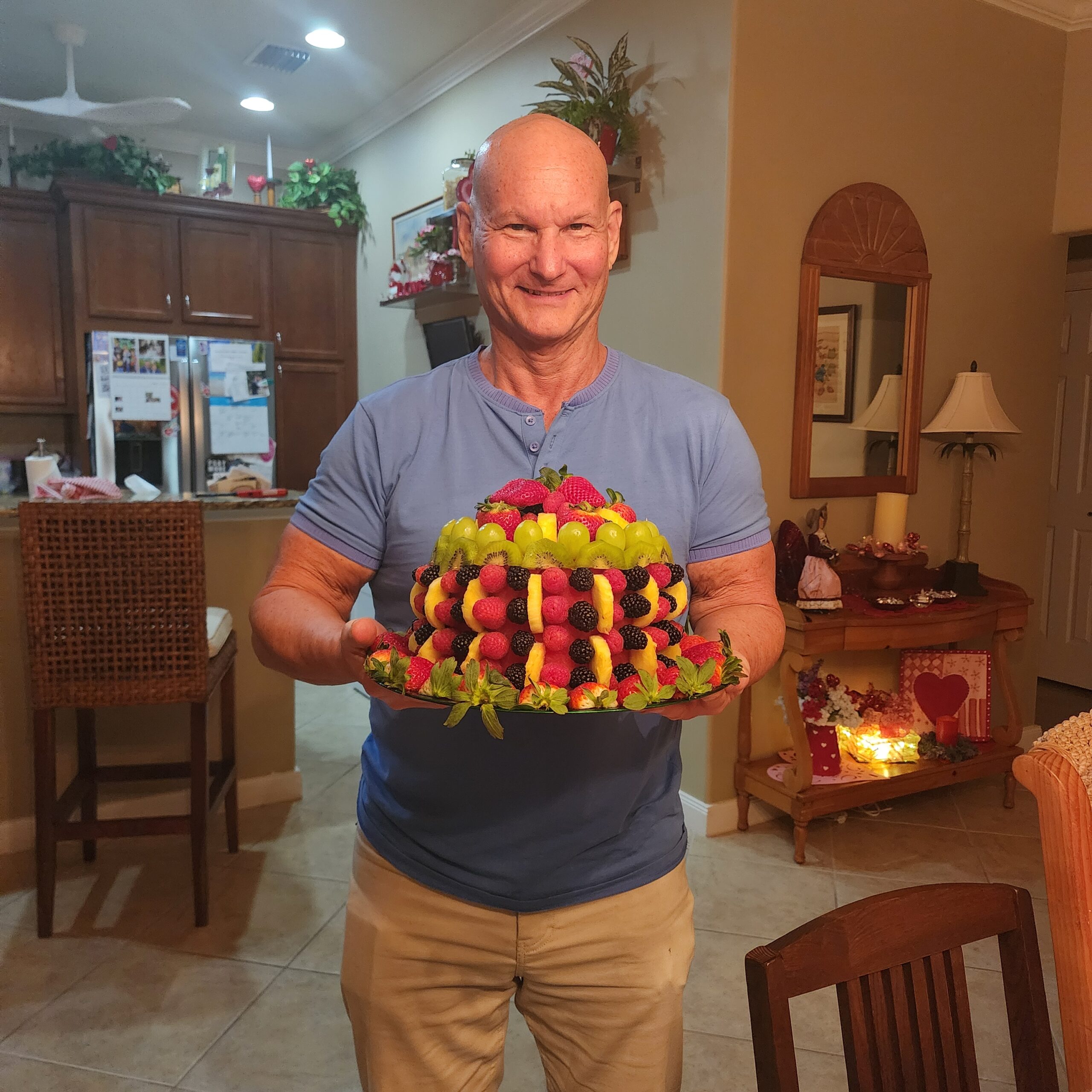 Del Summy with a fruit platter